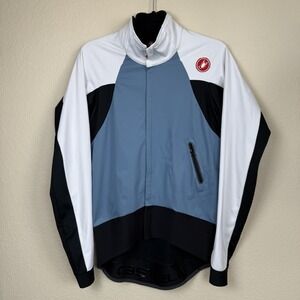 Castelli Rosso Corsa Alpha Wind Cycling Jersey Men's Sz L Blue White Black